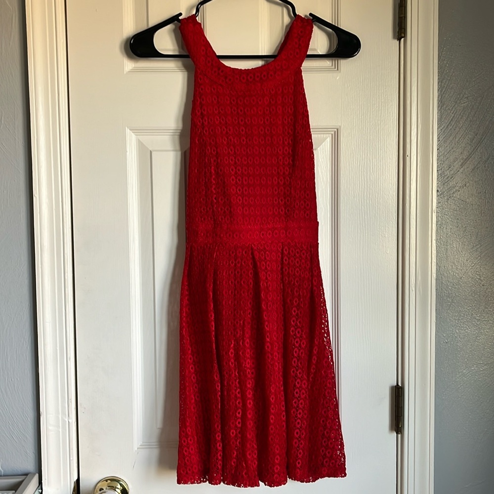 Red Lace Crossback Dress